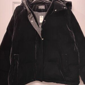 Velvet puffer coat by Express
